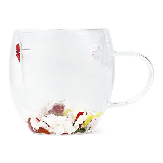 Flying Tiger Copenhagen Kurutulmuş Çiçek Detaylı Çift Cidarlı Cam Kupa