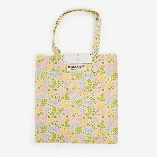 Flying Tiger Copenhagen Çiçekli Tavşan Desenli Bez Çanta