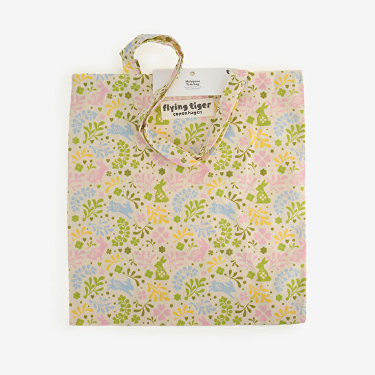 Flying Tiger Copenhagen Çiçekli Tavşan Desenli Bez Çanta