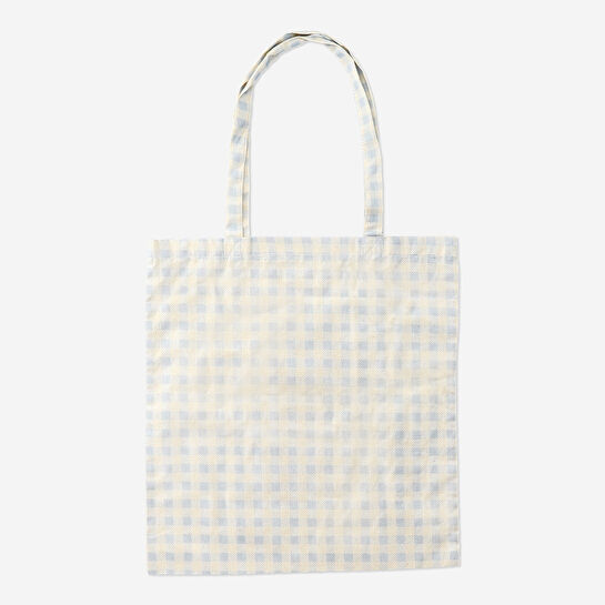 Flying Tiger Copenhagen Tavşan Desenli Mavi Kareli Bez Çanta