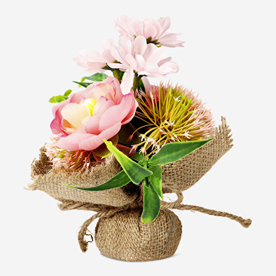 Flying Tiger Copenhagen Jüt Detaylı Pembe Rustik Yapay Çiçek Buketi