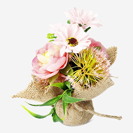 Flying Tiger Copenhagen Jüt Detaylı Pembe Rustik Yapay Çiçek Buketi