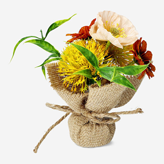 Flying Tiger Copenhagen Jüt Detaylı Sarı Rustik Yapay Çiçek Buketi