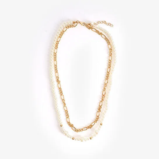 Flying Tiger Copenhagen 2'li İnci Detaylı Gold Kolye Seti