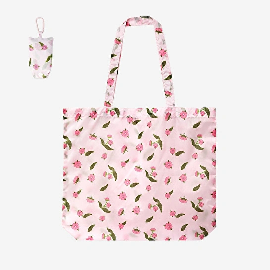 Flying Tiger Copenhagen Kiraz Çiçeği Desenli Pembe Katlanabilir Çanta