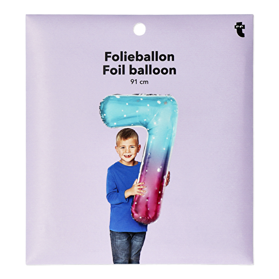 Flying Tiger Copenhagen Pembe Mavi Parlak 7 Numaralı Folyo Balon