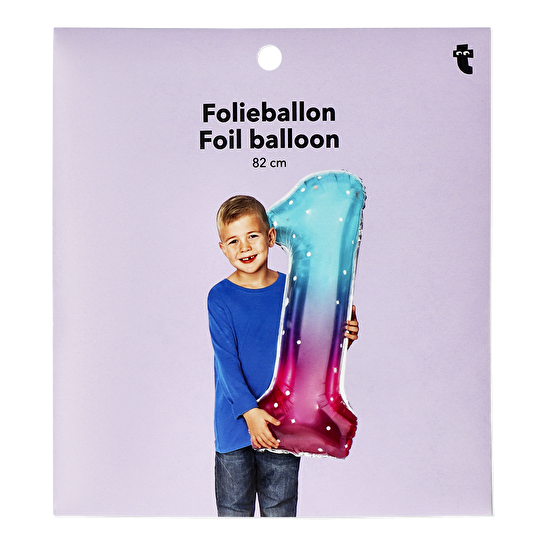 Flying Tiger Copenhagen Pembe Mavi Parlak 1 Numaralı Folyo Balon
