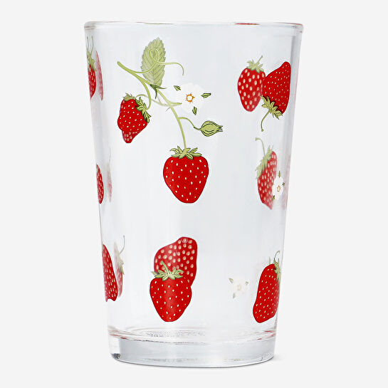 Flying Tiger Copenhagen Çilek Desenli Cam Bardak 220 ml