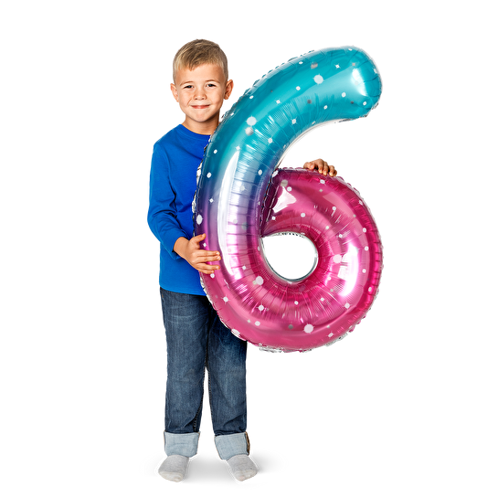 Flying Tiger Copenhagen Pembe Mavi Parlak 6 Numaralı Folyo Balon