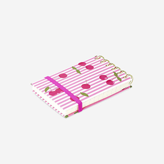 Flying Tiger Copenhagen Kiraz Desenli Pembe Spiralli Not Defteri