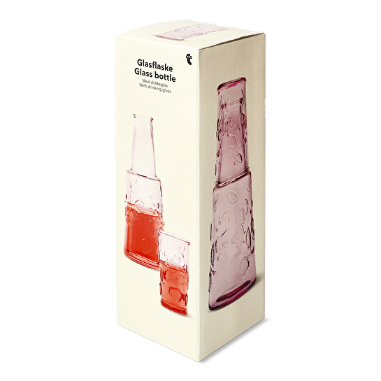 Flying Tiger Copenhagen Pembe Cam Bardaklı Baş Ucu Sürahisi