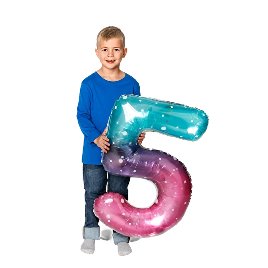 Flying Tiger Copenhagen Pembe Mavi Parlak 5 Numaralı Folyo Balon