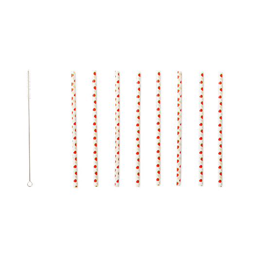 Flying Tiger Copenhagen 8'li Çilek Desenli Plastik Pipet