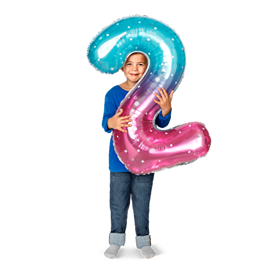 Flying Tiger Copenhagen Pembe Mavi Parlak 2 Numaralı Folyo Balon