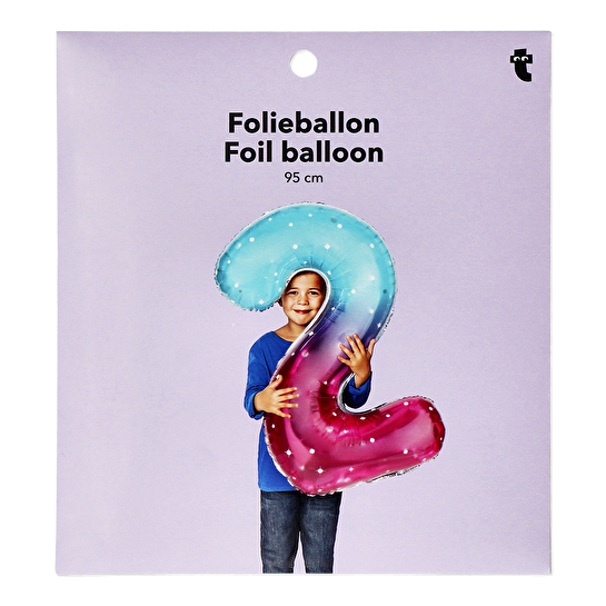 Flying Tiger Copenhagen Pembe Mavi Parlak 2 Numaralı Folyo Balon