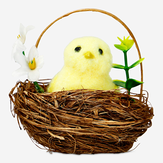 Flying Tiger Copenhagen Hasır Sepette Dekoratif Küçük Sarı Civciv