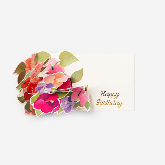 Flying Tiger Copenhagen Pop-up Pembe Çiçek Detaylı Doğum Günü Kartı