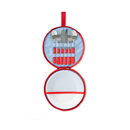 Flying Tiger Copenhagen 2 Kişilik Çantalı Tabak ve Çatal Kaşık Bıçak Seti