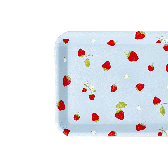 Flying Tiger Copenhagen Çilek Desenli Mavi Plastik Küçük Tepsi