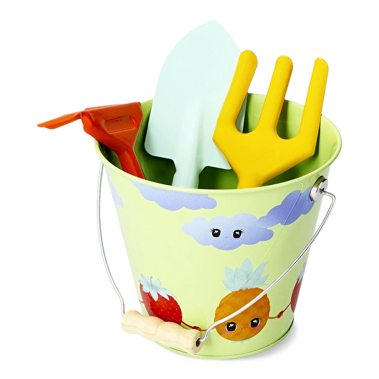 Flying Tiger Copenhagen Meyve Desenli Mavi Metal Kova Seti