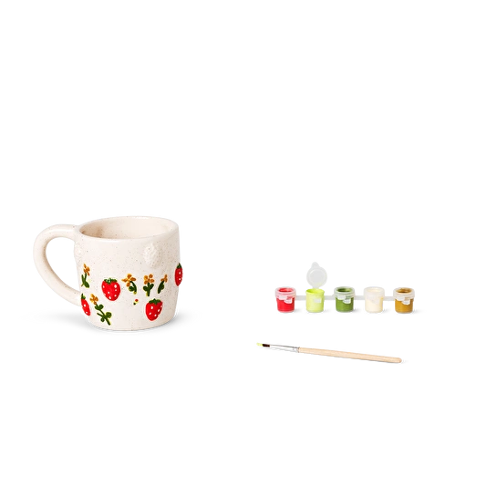 Flying Tiger Copenhagen Kendin Yap Çilek Desenli Seramik Kupa Boyama Seti