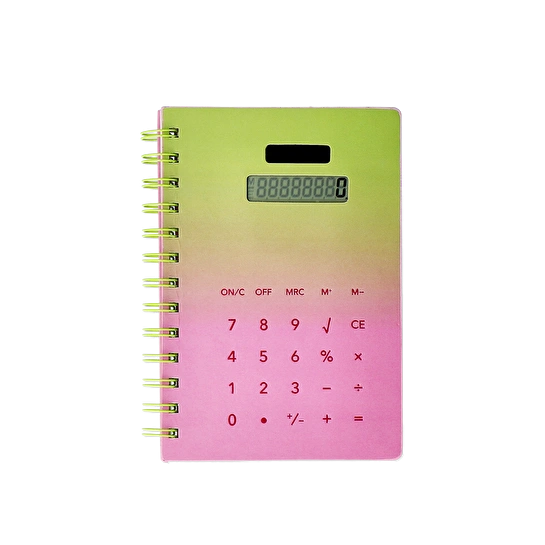 Flying Tiger Copenhagen Hesap Makineli Spiralli Pembe Defter