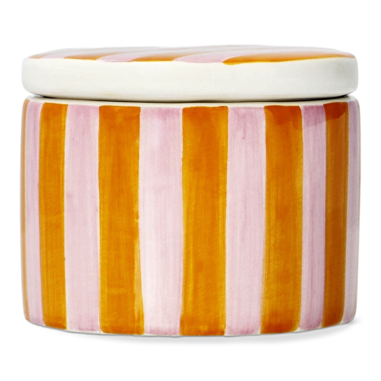 Flying Tiger Copenhagen Pembe Turuncu Kapaklı Seramik Kavanoz