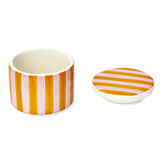 Flying Tiger Copenhagen Pembe Turuncu Kapaklı Seramik Kavanoz