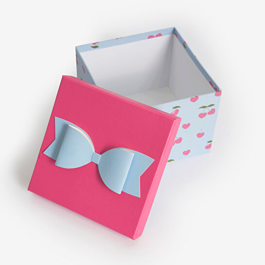 Flying Tiger Copenhagen Kiraz Desenli Küçük Mavi Kare Hediye Kutusu