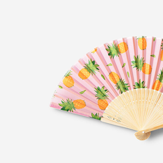 Flying Tiger Copenhagen Ananas Desenli Pembe Bambu Yelpaze