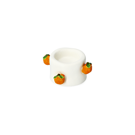 Flying Tiger Copenhagen Turuncu Portakal Detaylı Seramik Tealight Mumluk