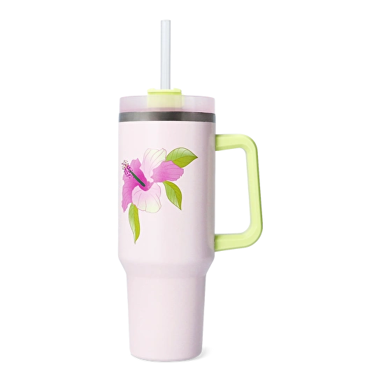 Flying Tiger Copenhagen Çiçek Desenli Pembe Pipetli Matara