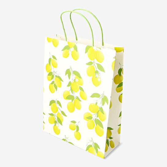 Flying Tiger Copenhagen Sarı Limon Desenli Kağıt Hediye Çantası