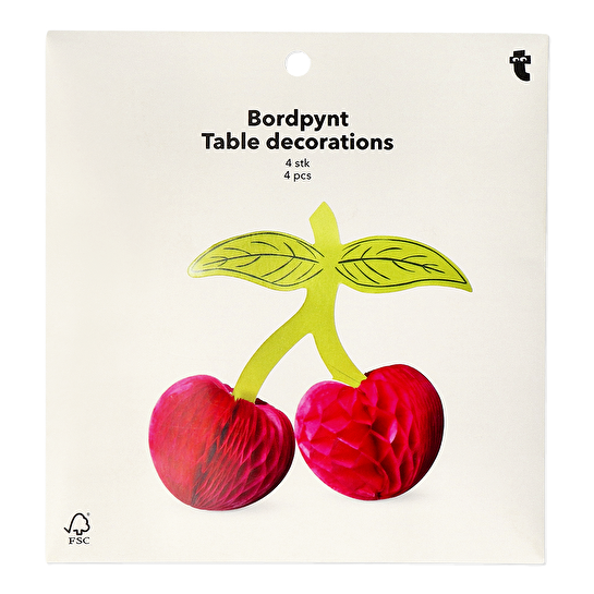 Flying Tiger Copenhagen 4'lü Kırmızı Kiraz Şeklinde Masa Dekorasyonu