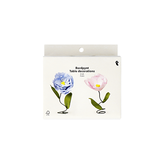 Flying Tiger Copenhagen 2'li Pembe Mavi Yaz Çiçekleri Pasta Dekorasyonu