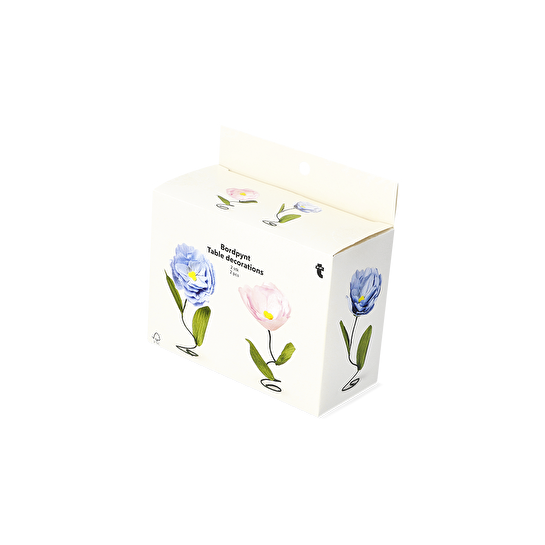 Flying Tiger Copenhagen 2'li Pembe Mavi Yaz Çiçekleri Pasta Dekorasyonu