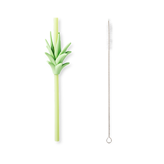 Flying Tiger Copenhagen 4'lü Yeşil Yaprak Detaylı Plastik Pipet