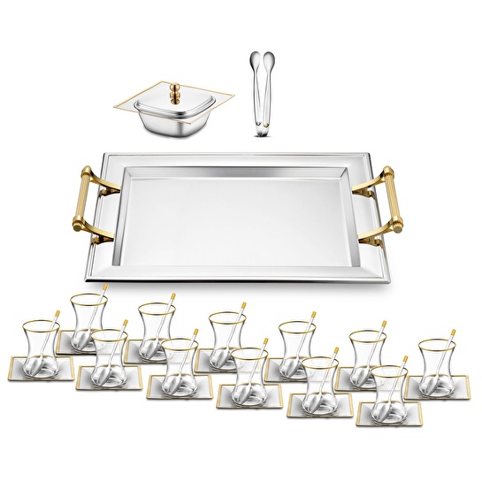 Jumbo Arezzo Gold 40 Parça Çelik Çay Seti