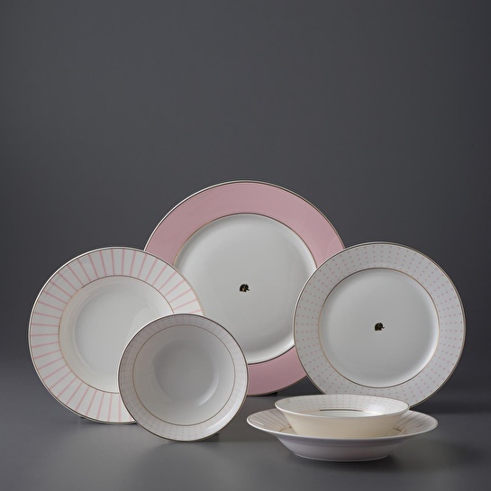 Jumbo Navy 24 Parça 6 Kişilik Yemek Takımı Pembe