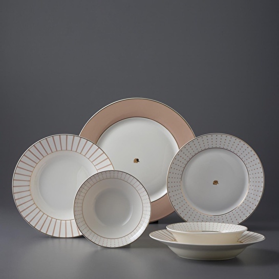 Jumbo Navy 24 Parça 6 Kişilik Yemek Takımı Bej