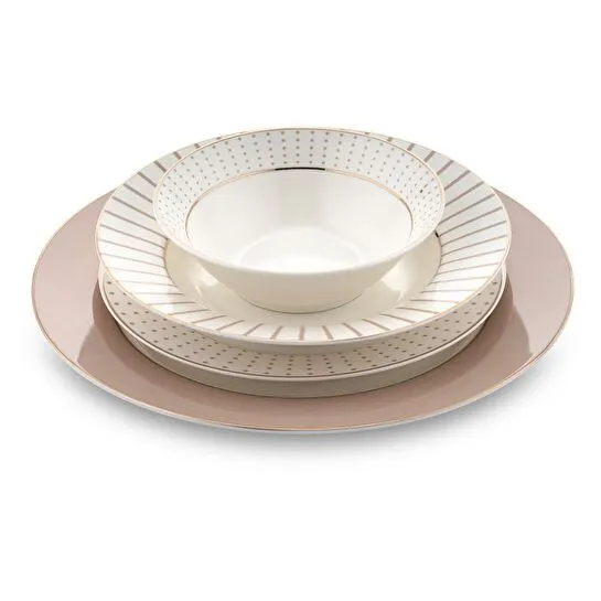 Jumbo Navy 24 Parça 6 Kişilik Yemek Takımı Beıge