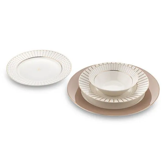 Jumbo Navy 24 Parça 6 Kişilik Yemek Takımı Beıge