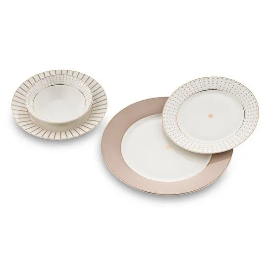 Jumbo Navy 24 Parça 6 Kişilik Yemek Takımı Beıge