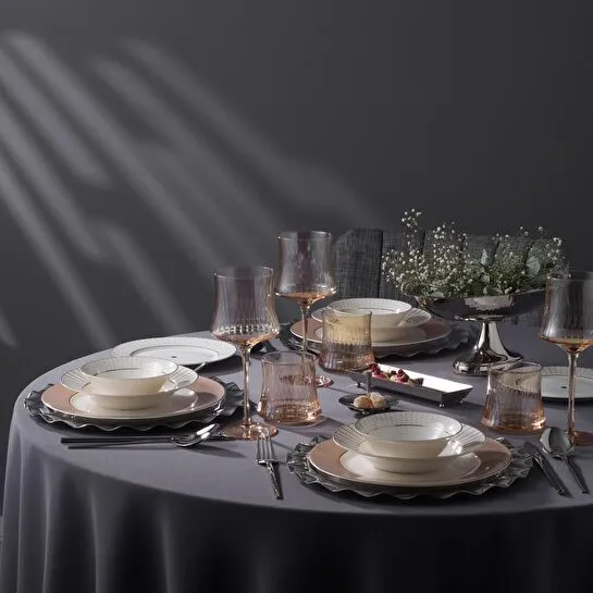 Jumbo Navy 24 Parça 6 Kişilik Yemek Takımı Beıge