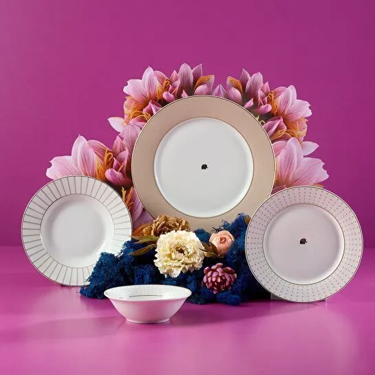 Jumbo Navy 24 Parça 6 Kişilik Yemek Takımı Beıge