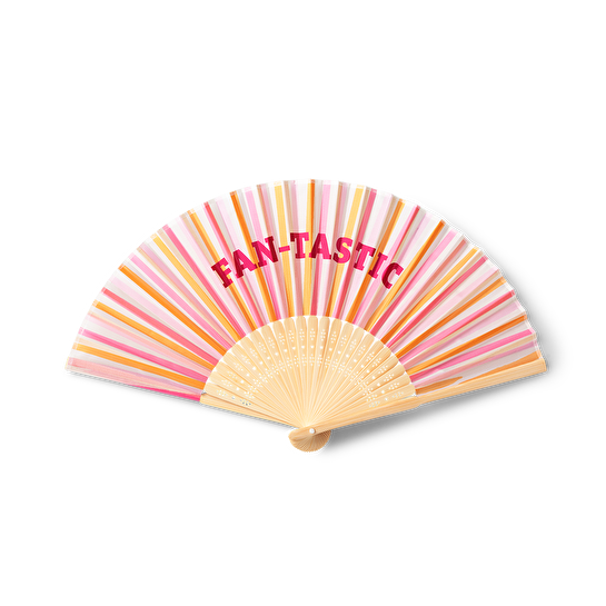 Flying Tiger Copenhagen Turuncu Çizgili Bambu Yelpaze