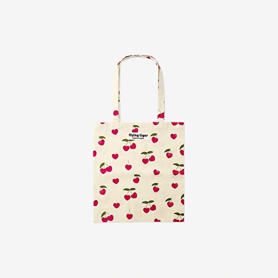 Flying Tiger Copenhagen Kiraz Desenli Bej Bez Çanta