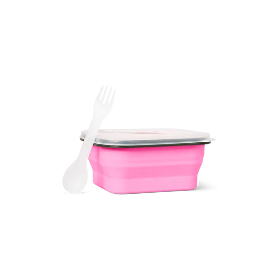 Flying Tiger Copenhagen Pembe Katlanabilir Silikon Beslenme Kabı