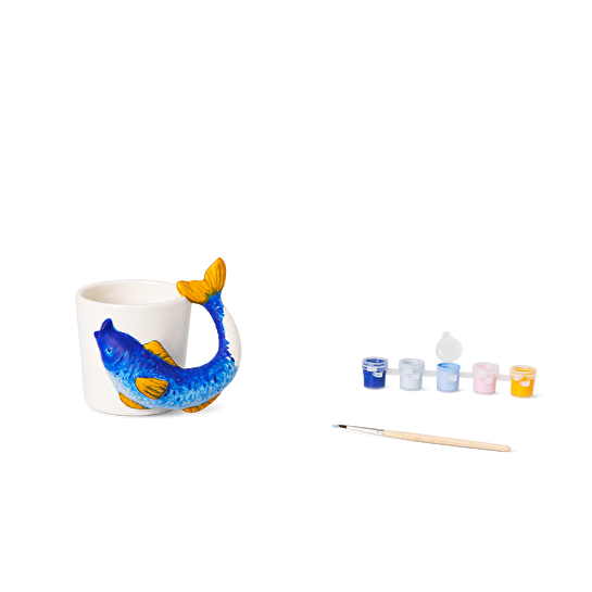 Flying Tiger Copenhagen Kendin Yap Balık Şeklinde Seramik Kupa Boyama Seti