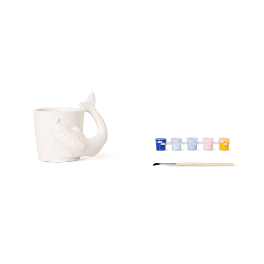 Flying Tiger Copenhagen Kendin Yap Balık Şeklinde Seramik Kupa Boyama Seti